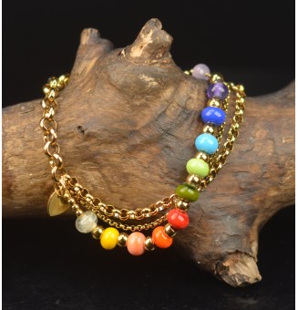 Bracelet Multirangs Doré &...