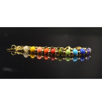 Bracelet Multirangs Doré & Perles de Verre Filé – Modèle Unique - MULTICOLORE
