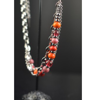 Bracelet multi-rangs en acier inoxydable et perles de verre filé – Modèle Unique