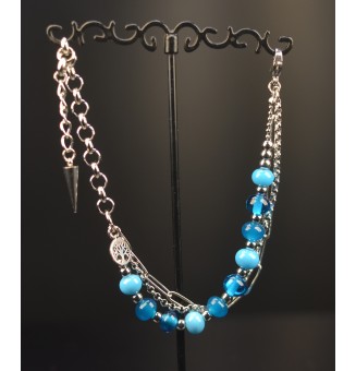 Bracelet multi-rangs en acier inoxydable et perles de verre filé – Modèle Unique