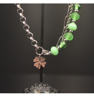 Bracelet multi-rangs en acier inoxydable et perles de verre filé – Modèle Unique