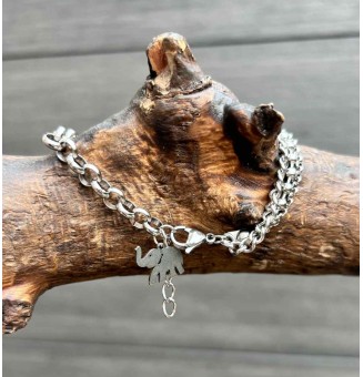 Bracelet multi-chaînes en acier inoxydable & perle de verre filée – Modèle COEUR AMBRE