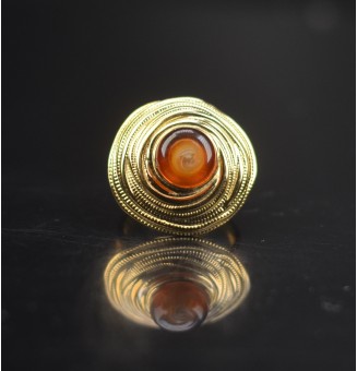 Bague en Verre Filé au Chalumeau "Dégradé ambré"  - acier INOXYDABLE