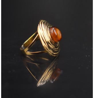 Bague en Verre Filé au Chalumeau "Dégradé ambré"  - acier INOXYDABLE