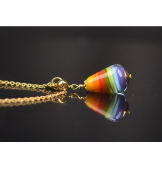 Collier “Éclat de Couleurs” – Perle de verre filé au chalumeau - acier inoxydable doré
