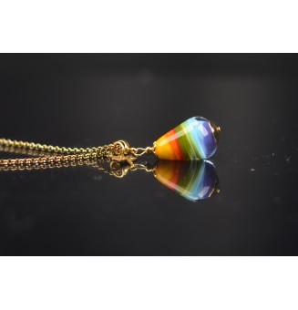 Collier “Éclat de Couleurs” – Perle de verre filé au chalumeau - acier inoxydable doré