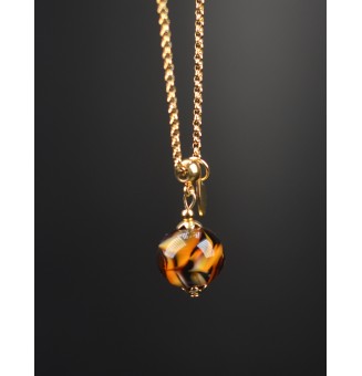 Collier court “Éclat Sauvage” – Perle de verre filé main - ACIER INOXYDABLE Doré