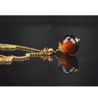 Collier "Dégradé ambré" en Perles de Verre et acier inoxydable doré