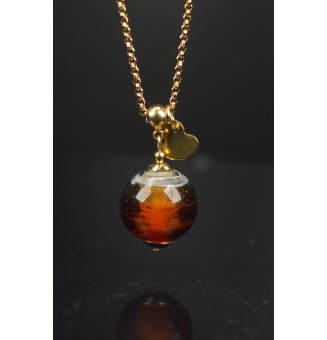 Collier "Dégradé ambré" en Perles de Verre et acier inoxydable doré