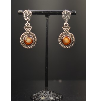 Boucles d’oreilles en perles verre filé – Ambré - acier inoxydable