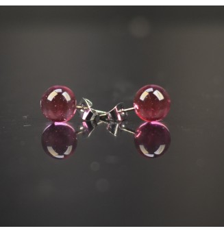 puces d'oreilles Gros diametre, rose translucide 9 mm Acier Inoxydable en verre