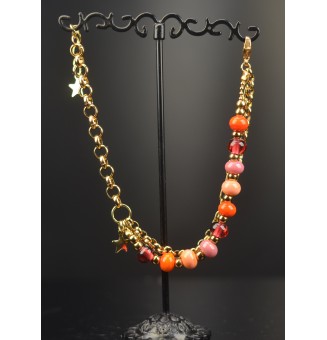 Bracelet Multirangs Doré & Perles de Verre Filé – Modèle Unique