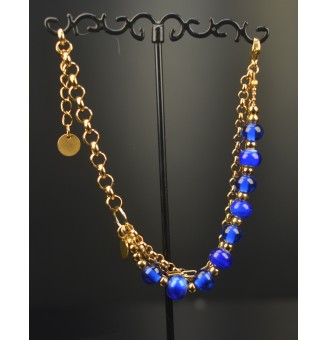 Bracelet Multirangs Doré & Perles de Verre Filé – Modèle Unique