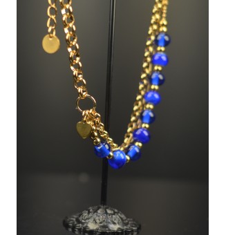 Bracelet Multirangs Doré & Perles de Verre Filé – Modèle Unique