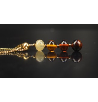 Collier "Éclat de Joie "Dégradé ambré" en perles de verre filé - acier inoxydable