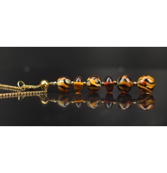 Collier "Éclat de Joie "LEOPARD" en perles de verre filé - acier inoxydable