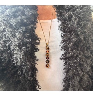 Collier "Éclat de Joie "LEOPARD" en perles de verre filé - acier inoxydable