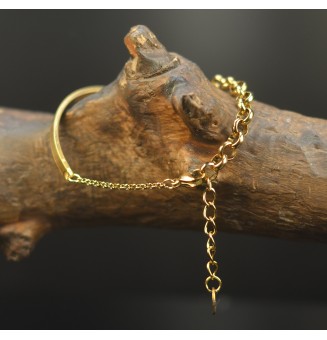 Bracelet demi-jonc doré avec perle de verre léopard et charm étoile