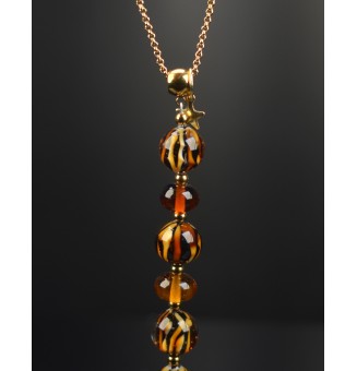 Collier "Éclat de Joie "LEOPARD" en perles de verre filé - acier inoxydable