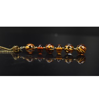 Collier "Éclat de Joie "LEOPARD" en perles de verre filé - acier inoxydable