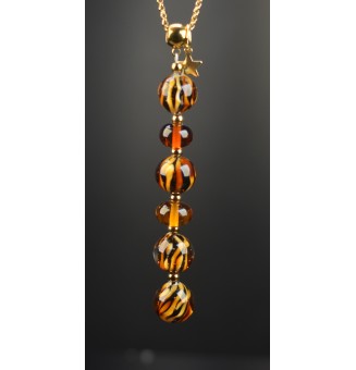 Collier "Éclat de Joie "LEOPARD" en perles de verre filé - acier inoxydable