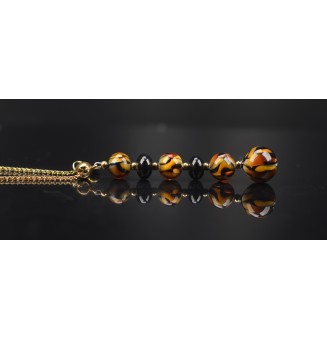 Collier "Éclat de Joie "LEOPARD" en perles de verre filé - acier inoxydable