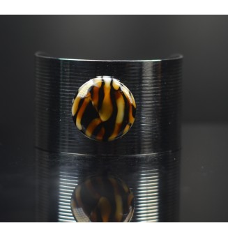 Bracelet Manchette Ajustable avec Cabochon LEOPARD – Pièce Unique en Verre Filé
