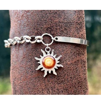 Bracelet demi-jonc Soleil – Acier inoxydable & verre filé au chalumeau