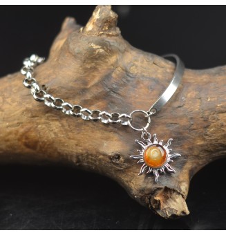 Bracelet demi-jonc Soleil – Acier inoxydable & verre filé au chalumeau