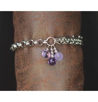 Bracelet multi-rangs en acier inoxydable et perles de verre filé – Modèle Unique