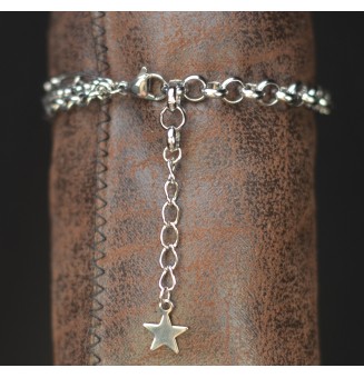 Bracelet multi-rangs en acier inoxydable et perles de verre filé – Modèle Unique