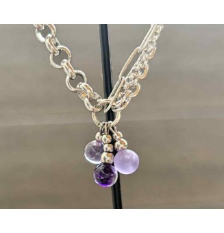 Bracelet multi-rangs en acier inoxydable et perles de verre filé – Modèle Unique