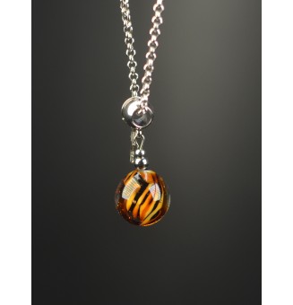 Collier court “Éclat Sauvage” – Perle de verre filé main - ACIER INOXYDABLE