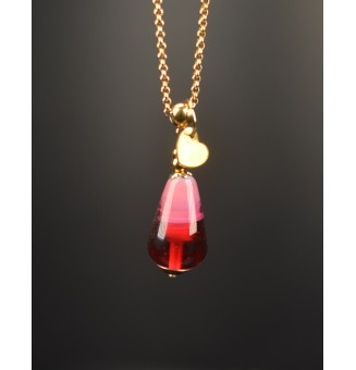 Collier “Éclat de Couleurs” – Perle de verre filé au chalumeau - acier inoxydable doré