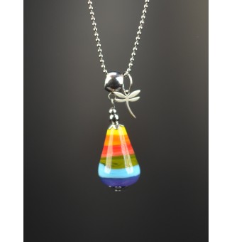 Collier “Éclat de Couleurs” – Perle de verre filé au chalumeau - acier inoxydable