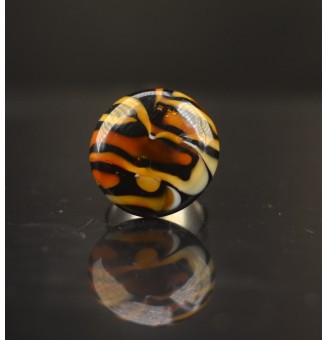 Bague cabochon léopard en verre filé – Acier inoxydable réglable