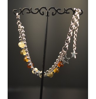 Bracelet multi-rangs en acier inoxydable et perles de verre filé – Modèle Unique