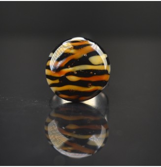 Bague (grande taille) en Verre Filé au Chalumeau "LEOPARD"  - acier INOXYDABLE
