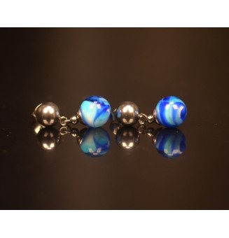 Boucles d’oreilles “BLEUES” en verre filé – Élégance artisanale - Acier inoxydable