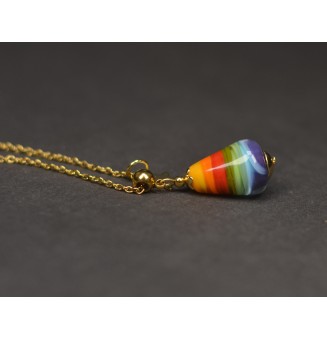 Collier “Éclat de Couleurs” – Perle de verre filé au chalumeau - acier inoxydable doré
