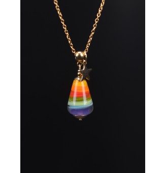 Collier “Éclat de Couleurs” – Perle de verre filé au chalumeau - acier inoxydable doré