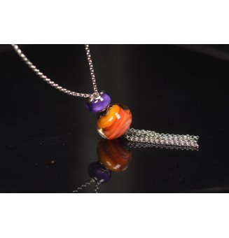 Collier Long Épuré avec Perle MULTICOLORE, en Verre Filé – Liloo Créations  75 cm