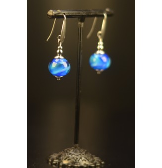 Boucles d’oreilles “BLEUES” en verre filé – Élégance artisanale - Acier inoxydable