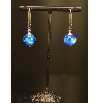 Boucles d’oreilles “BLEUES” en verre filé – Élégance artisanale - Acier inoxydable