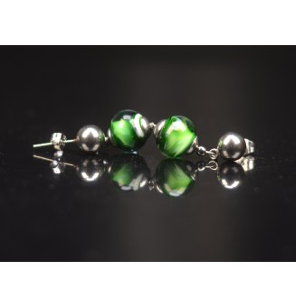 Boucles d’oreilles “VERT ROSETTA” en verre filé – Élégance artisanale - Acier inoxydable