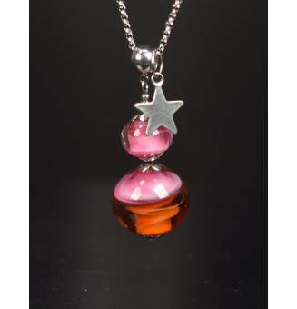 Collier "rose et caramel"...