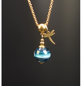 Collier court doré bleu...