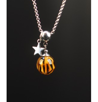 Collier court perle léopard...