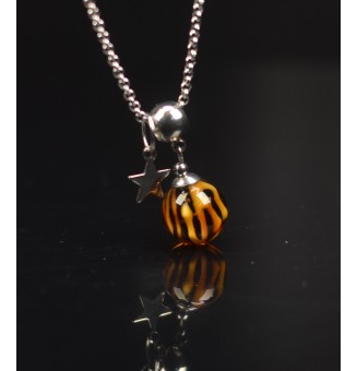 Collier court perle léopard & étoile – Verre filé et acier inoxydable
