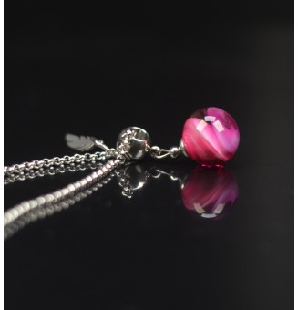 Collier court perle rose &...